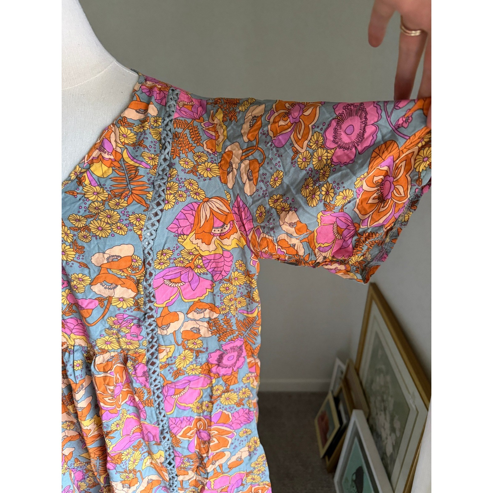 Rusttydustty Floral Print Dress OXL Boho Cottagecore Festival V Neck