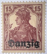 Travelstamps- 1920 GERMANY DANZIG Stamps Mi 3 15 Pfennig Mint MNH OG