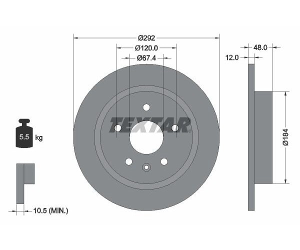 2X Textar Bremsscheibe PRO Ø292Mm Hinten FüR Chevrolet Malibu Opel Insignia Saab-image