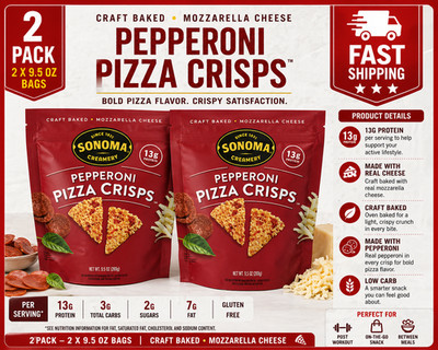 2 PACK Sonoma Creamery Pepperoni Pizza Cheese Crisps, 9.5oz.