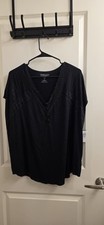 Torrid 0X NWT Black Super Soft Jersey Dolman Henley Lace Trip Top, Oversized 