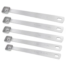 Stainless Steel Measuring Spoons Set - 5 Pcs, 1/3, 1/4, 3/6, 1/8, 1/16 Tsp
