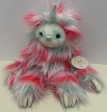 New Aurora Skyler Sloth Pink Green Horn 3-Toe Plush Stuffed Animal Toy NWT