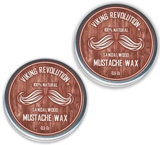 Viking Revolution Mustache Wax 2 Pack - Beard & Moustache Wax for Men - Strong H
