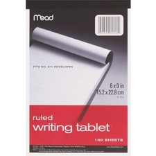 Mead 6 x 9 Inch 100-Sheet White Ruled Writing Tablet Notepad No Color,