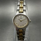 Seiko Watch Women 17mm Silver Dial Two Tone Oval 1F20-5B29 New Battery