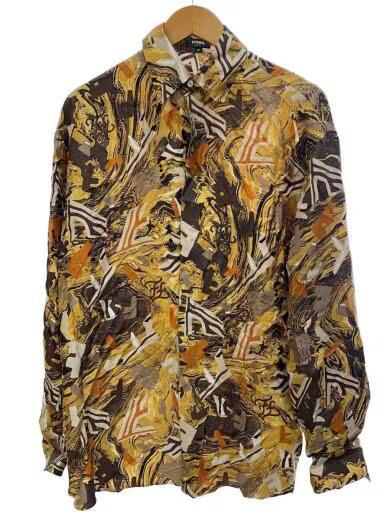 FENDI/Long Sleeve Shirt/Size 38/Silk/GLD/All-Over Print/fs0876