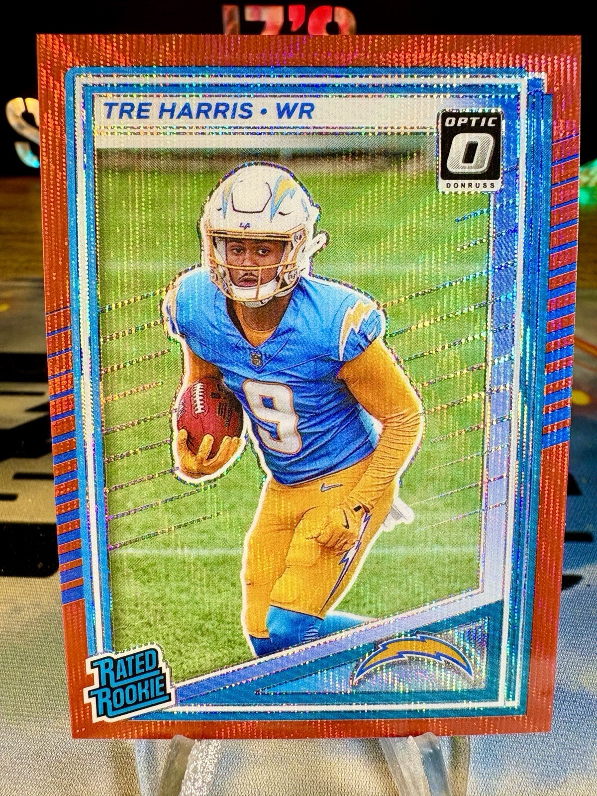 2025 Tre Harris Panini Donruss Optic Preview Red Wave Prizm Rated Rookie #329
