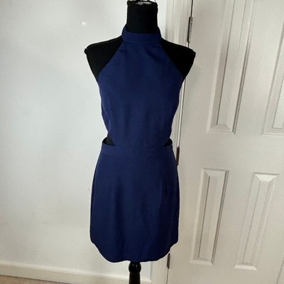 NBD x The Naven Twins Navy Blue Halter Cut-Out Mini Dress Size M