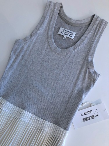 Maison Martin Margiela Maxi-Kleid Grau Weiß XXS Tank-Top Faltenrock - Bild 6 von 9