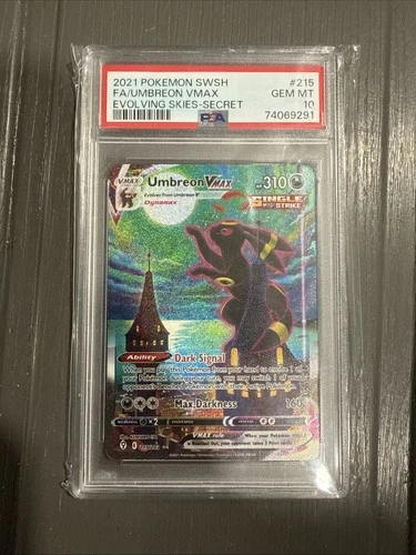 2021 POKEMON SWORD & SHIELD EVOLVING SKIES SECRET FULL ART/UMBREON VMAX PSA 10