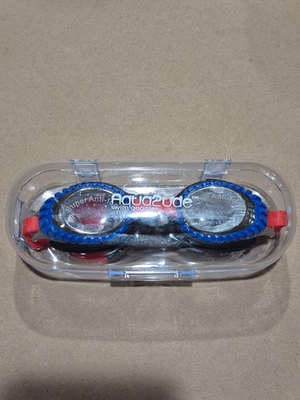#ad Aqua2ude Kids Swim Goggles Blue Red Strap Ages 6 Protective Case NEW $16.95