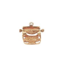 Vintage Yellow Gold Detailed Classic Typewriter Collectible Charm Pendant thumbnail