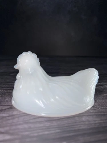 Vintage Hazel Atlas White Hen On Nest Top Replacement Milk Glass Covered Dish