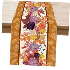  Fall Color Maple Leaf Wild Flower Table Runner Table Table Runner 13x72 Inch
