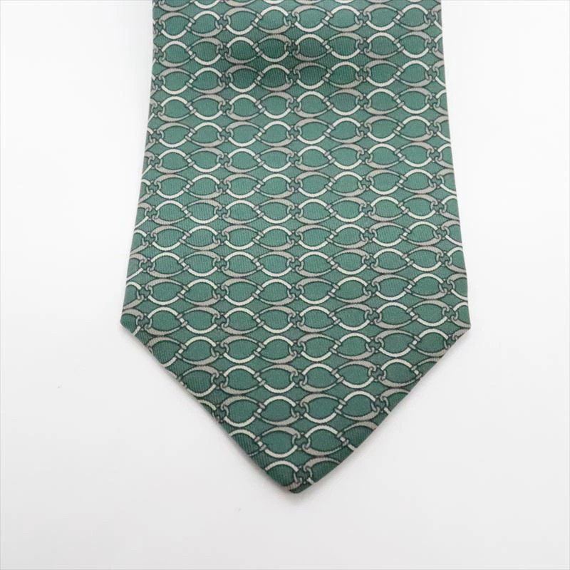 HERMES  Tie Patterned Green Used - image 2