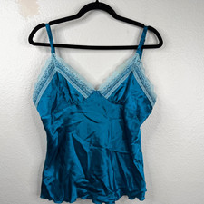 No Boundaries 90's Y2K Fairy Babydoll Satin Lace Whimsigoth Cami Top Blue Sz L