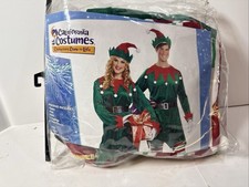 Adult Size Christmas Elf Costume Size Small / Medium Full Outfit Hat Belt Tunis