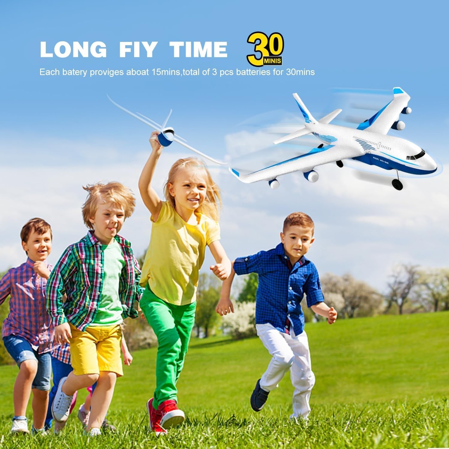 Ready to Fly RC Plane for Beginners with Dual Batteries