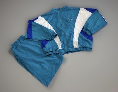 Vintage Reebok 80s 90s Teal Tracksuit Set Windbreaker Jacket With