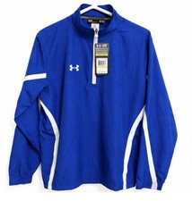 Under Armour Men’s M Loose Fit 1/4 Zip Pullover Royal Blue White NWT C5