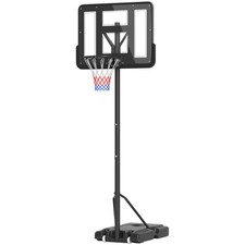 HOMCOM Canestro Basket in Acciaio con Altezza Regolabile 160-305cm e 2 Ruote