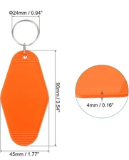 24 x Vintage Motel Keychain Blank Hotel Keychains Retro Key Tag Orange