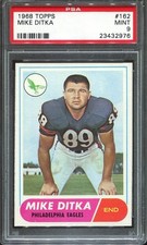 1968 Topps #162 Mike Ditka PSA 9 Philadelphia Eagles HOF Univ. of Pittsburgh