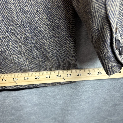 Lands End Vintage Tweed Jacket 44R Brown Herringbone Blazer 100% Silk Sport Coat - Picture 18 of 22