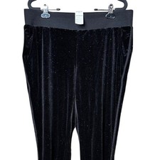 NWT Y2K Juicy Couture Black Velour Glitter Jogger Pants Women Lg Elastic Waist