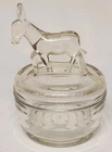 Vintage Jeanette Clear Glass Donkey Powder Jar Trinket Dish