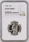 1958 Washington Quarter NGC PF68 Cameo White PR68 Cameo Frosty