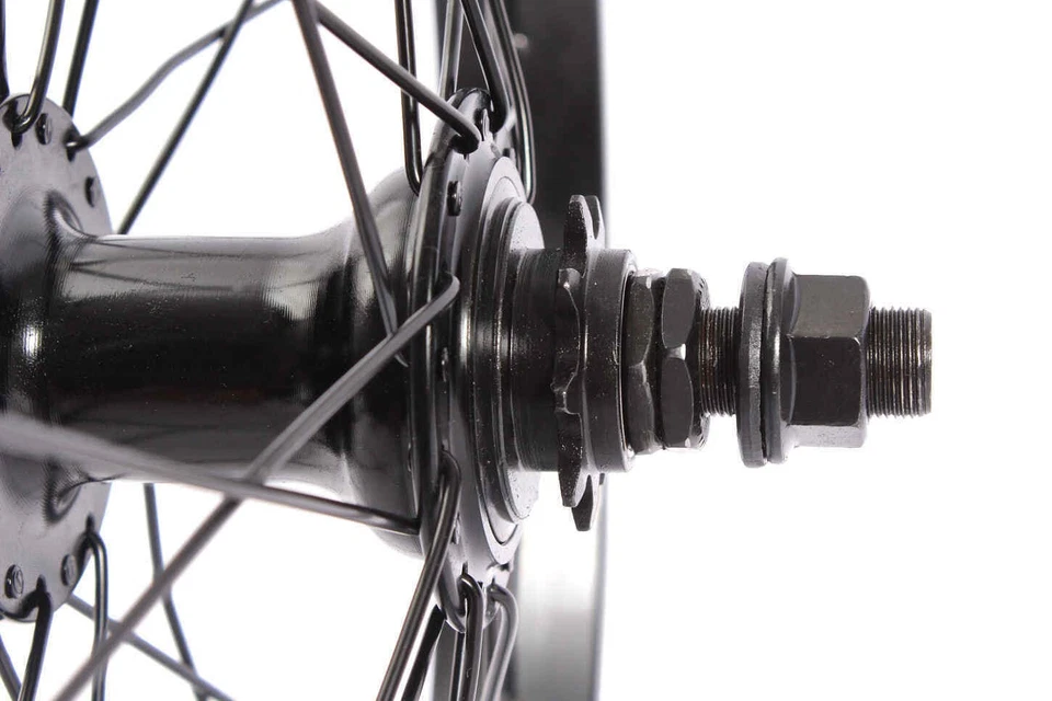 BMX Hinterrad KHE Alu Felge KHE BIG400 36H 14mm schwarz 9T Ritzel und Felgenband - Bild 2 von 4