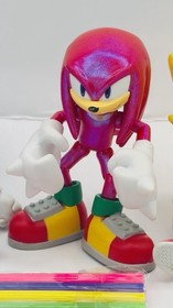 JAKKS Sonic The Hedgehog Knuckles & Super Sonic Poseable 4" Shiny Action Figures