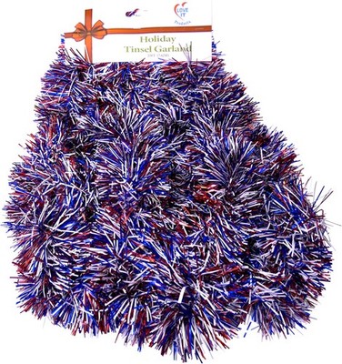 1 Strand Patriotic, Super Ultra Lush Extra Thick Multi-Layer Foil Tinsel Garl...
