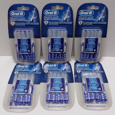 Lot of 6 Oral-B Precision Clean Interdental Brushes 10 Brushes Each