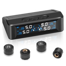 Solar Wireless TPMS LCD Car Tire Pressure Monitoring System 4 External Sensors