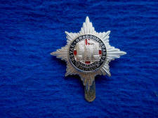 ROYAL DRAGOON GUARDS SILVER PLATED METAL & ENAMEL CAP BADGE, FIRMIN
