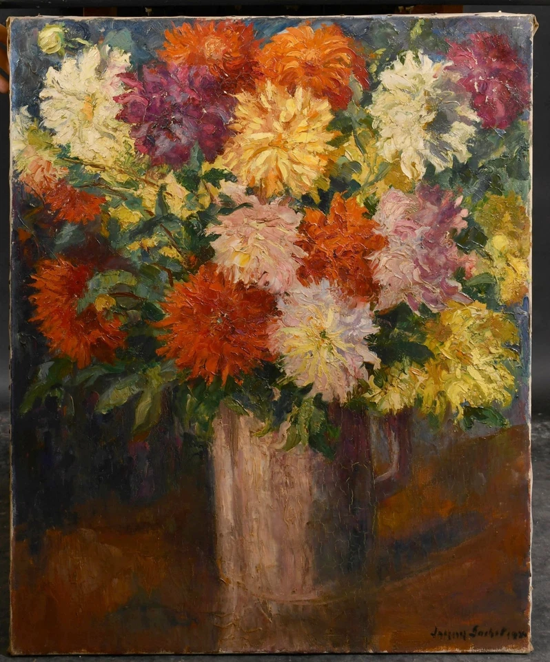 JACQUES GACHOT (1885-1954) STILLLEBEN BLUMEN ANTIK FRANZÖSISCHES ÖLGEMÄLDE - Bild 1 von 4