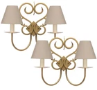 Jim Lawrence 2 X Jalousie Wall Lights in Old Gold, With Bulbs & Shades RRP £500
