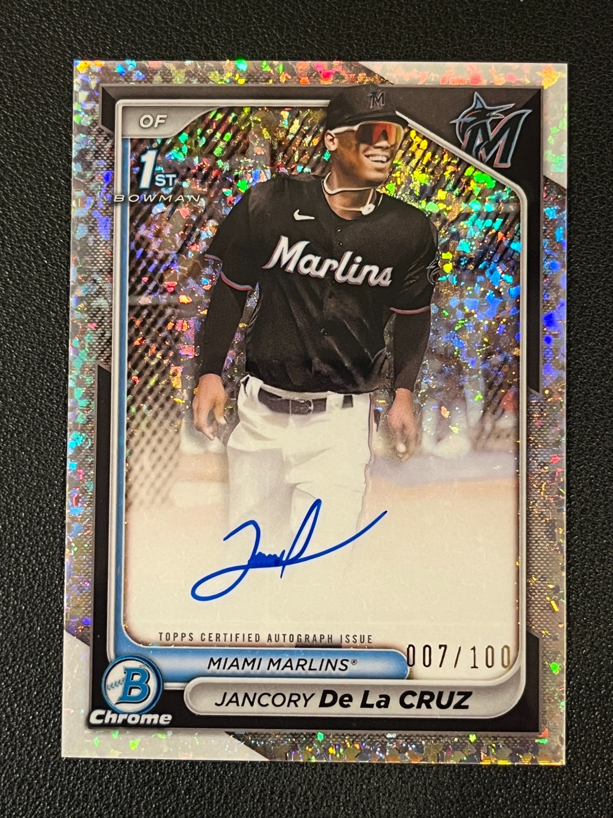 Jancory De La Cruz 2024 Bowman Chrome 1st Auto Mini-Diamond /100 Marlins