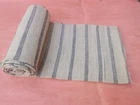 ANTIQUE OLD BLUE STRIPS HOMESPUN LINEN FABRIC TEXTILE RUSTIC  FARMHOUSE DECOR