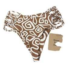 Stone Fox Swim Simone Bikini Bottom in Rawhide Swirl Print XS NWT