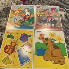 Playskool Vintage Wooden Puzzles 4 Zoo Friend...