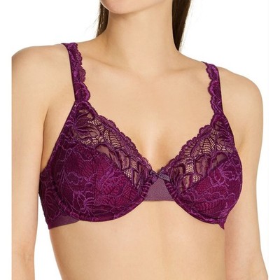 Bali Lace Desire No-Foam Softly Lined Underwire Lace Bra 6543 Violet 38DD NWT