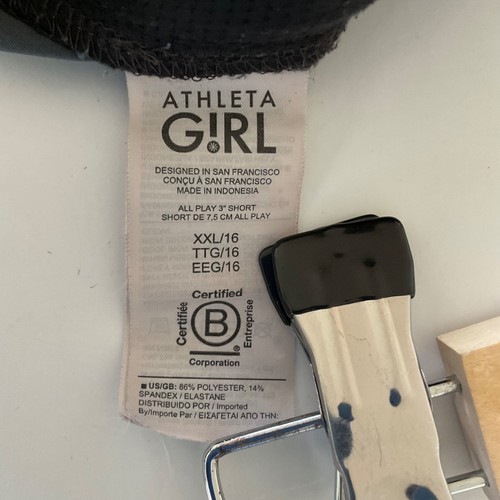 Athleta Girl All Play 3" Short Girl's Sz XXL 16 Athletic Black Camo Zip Pockets - Picture 5 of 8