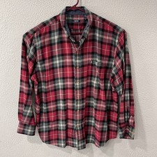 IZOD Red / Black Plaid Flannel Shirt Men's XXL Button Up Long Sleeve.