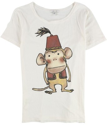 I LOVE H81 Womens Monkey Graphic T-Shirt, ivory, L