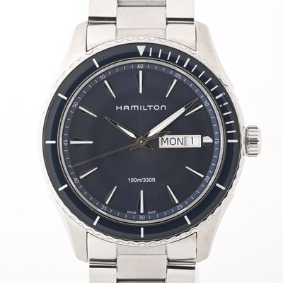 HAMILTON JAZZMASTER SEAVIEW DAY DATE QUARTZ H37551141 H375510 BLUE Used TOMI-0