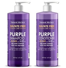 Purple Shampoo and Conditioner Set for Blonde, Silver Gray Hair Sulfate-F...